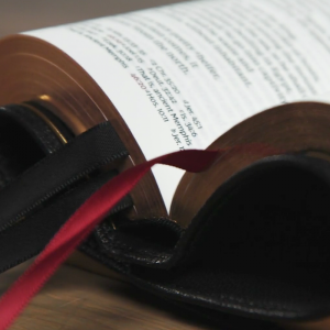 Edge lining and ribbon on a premium Bible