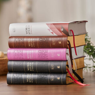 stack of Word Study Reference Bible KJV editions