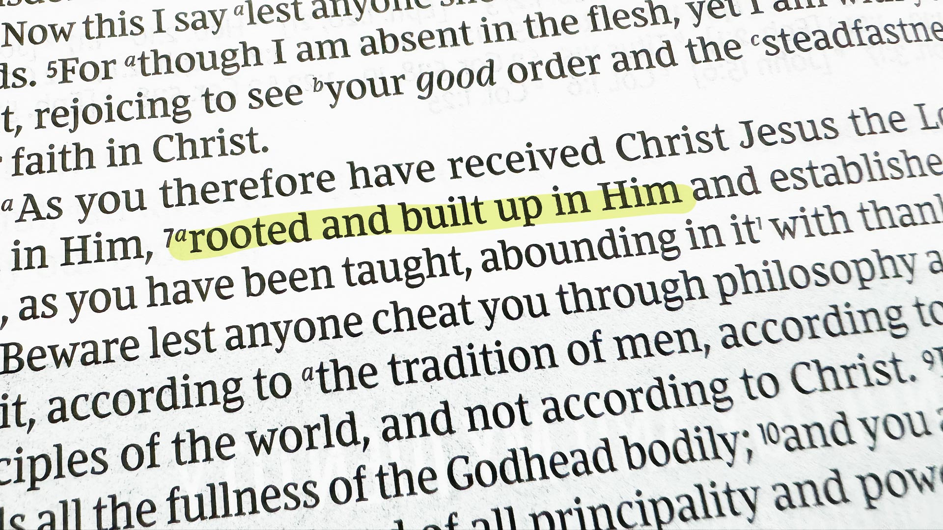 Colossians 2, with verse 7 highlighted