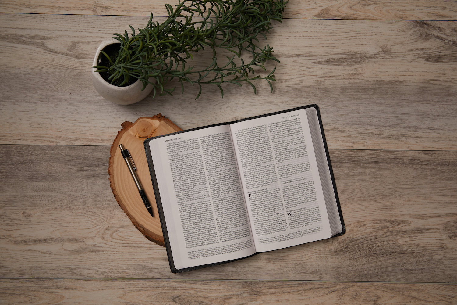 Open Bible on table